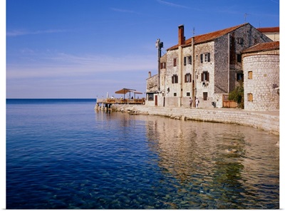 Croatia, Istria, Umag, old houses and restaurant