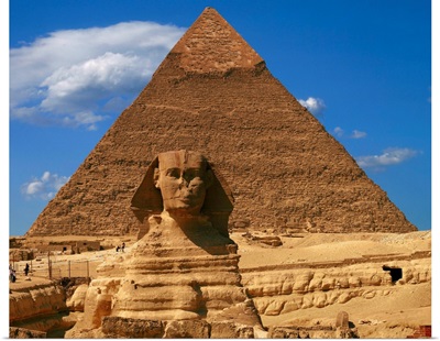 Egypt, Cairo, Giza, Jizah, Sphinx and Pyramid of Chefren