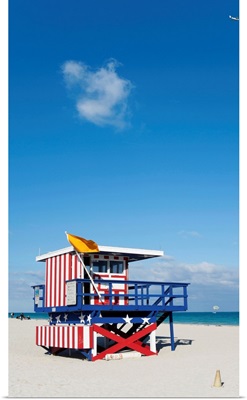 Florida, Miami Beach, A plane and a cloud over an American beach hut