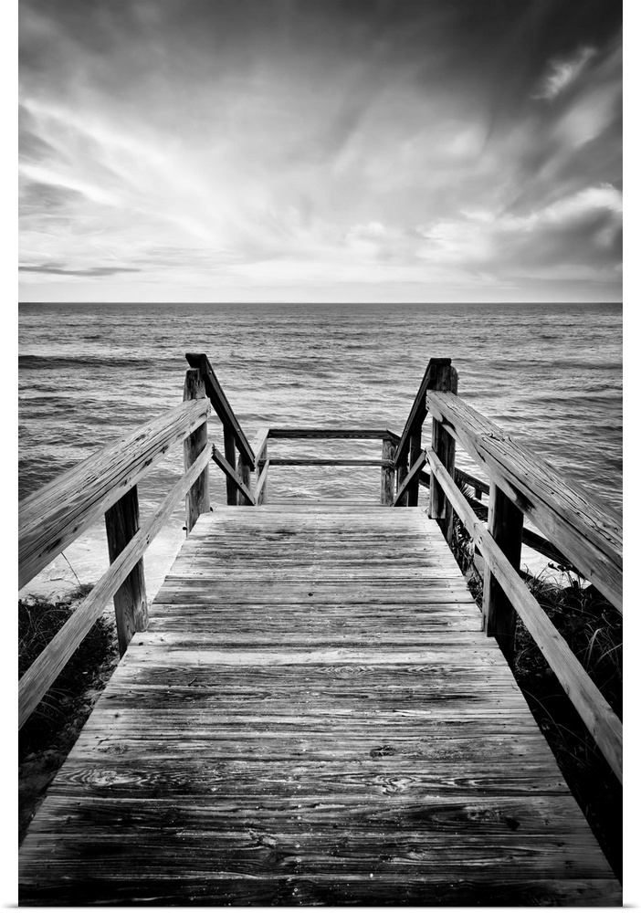 Florida, South Florida, Lantana, wooden staircase leading to beach.