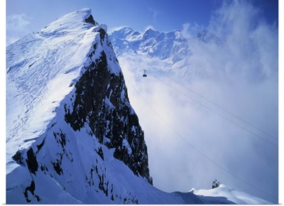 France, Chamonix, Cable-car of Brevent towards Mount Blanc