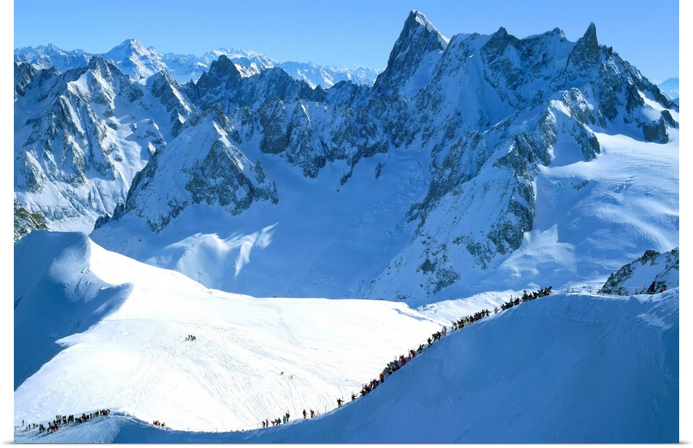 France, Chamonix, View from Aiguille du Midi towards Vallee Blanche