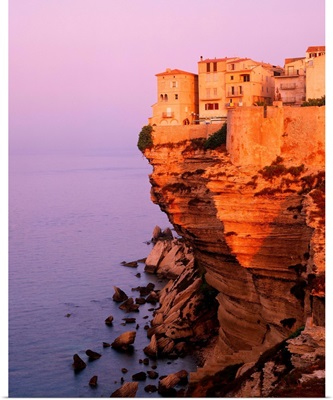 France, Corsica, Bonifacio, Town and cliff