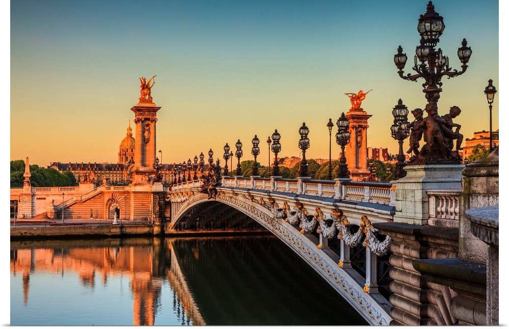 France, Ile-de-France, Seine, Paris, Eiffel Tower, Invalides, Alexander III Bridge.