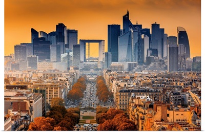 France, Ile-De-France, Ville De Paris, Paris, La Defense, View From Champs Elysees
