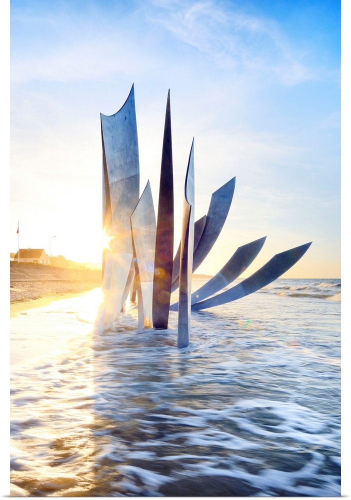 France, Normandy, Omaha Beach, A sculpture called The Braves by artist Anilore Banon located on Omaha beach, surely the mo...
