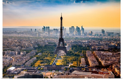 France, Paris, Eiffel Tower, View From Tour Montparnasse At Sunset