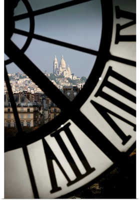 France, Paris, Musee d'Orsay, Sacre Coeur Through The Clock Of The Museum