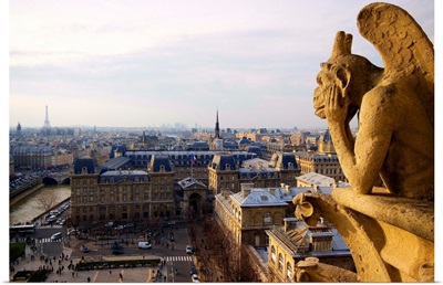 France, Paris, Notre Dame, Gargoyle (Stryge Chimera)