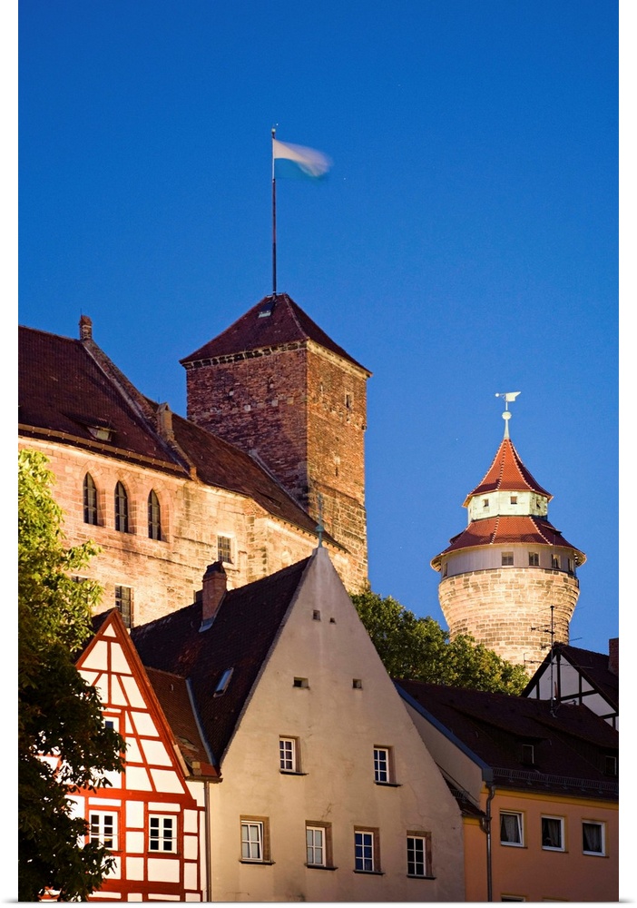Germany, Bavaria, Middle Franconia, Nuremberg, Platz Am Tierg..rtnertor, on the back Kaiserburg (Imperial Castle)