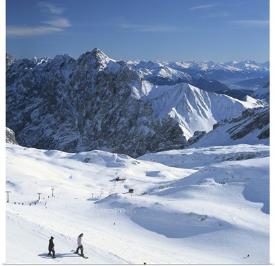Germany, Bavaria, Oberbayern, Zugspitze mountain range, ski slope