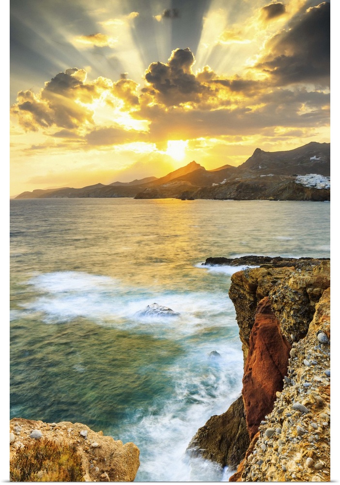 Greece, Aegean islands, Mediterranean sea, Aegean sea, Greek Islands, Cyclades, Naxos island, Sunrise seascape.