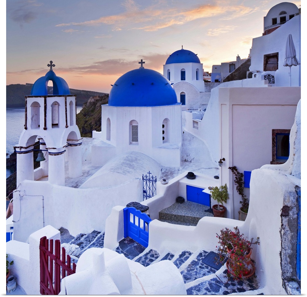 Greece, Aegean islands, Cyclades, Santorini island, Greek Islands, Oia village, typical church.