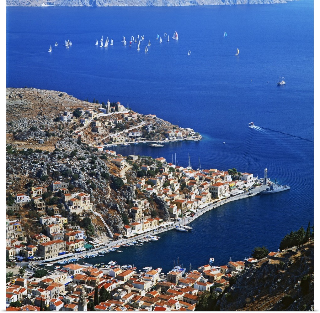Greece, Aegean islands, Dodecanese, Symi island, Mediterranean area, Mediterranean sea, Travel Destination, Gialos, harbou...