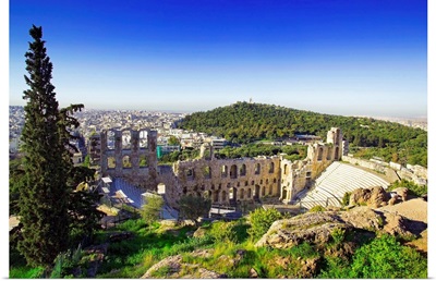 Greece, Athens, Odeum of Herodes Atticus and the Filopappo Hill
