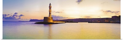 Greece, Crete, Chania, Venetian harbor and lighthouse