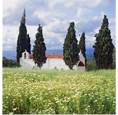 Greece, Crete, Iraklion, Mediterranean sea, Typical little church in spring
