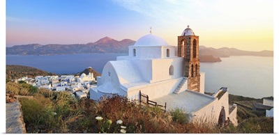 Greece, Cyclades, Milos island, Plaka, Panaghia Thalassitra from Kastro castle