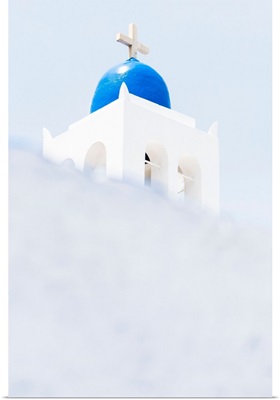 Greece, Cyclades, Santorini Island, The Dome Of A Typical Greek Orthodox Church