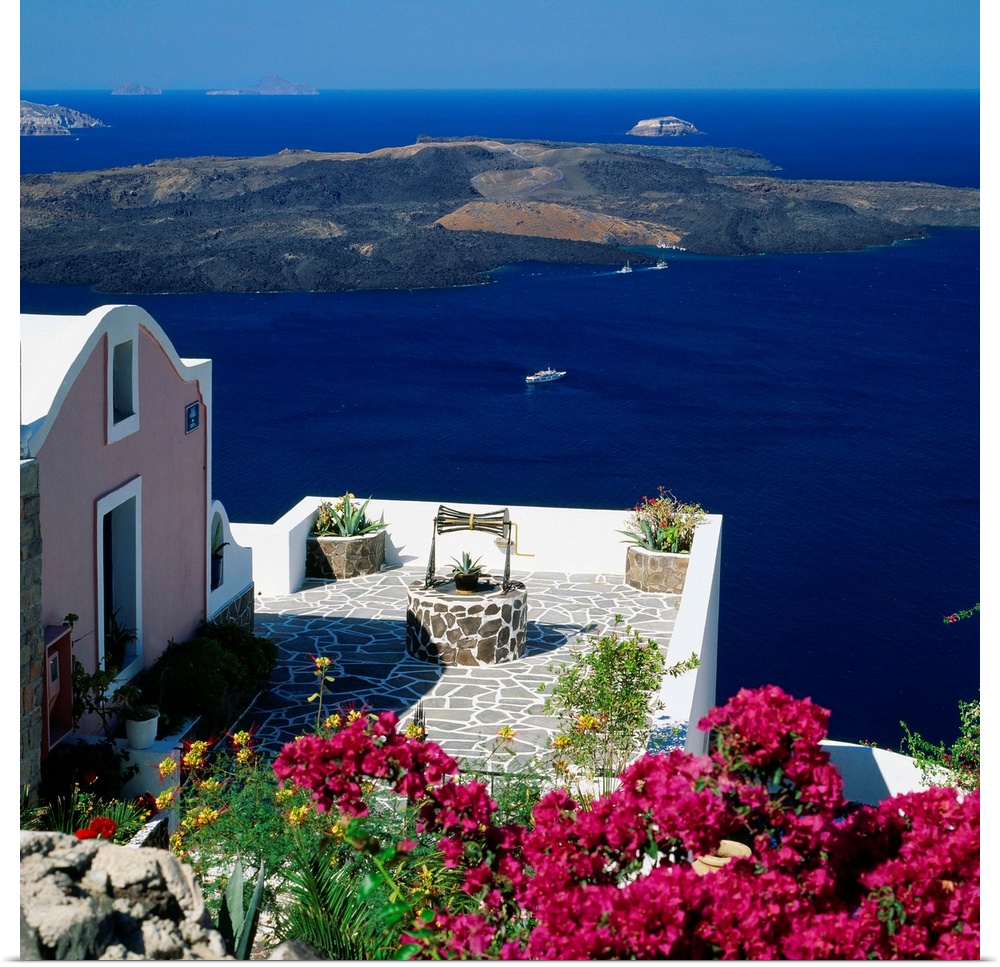 Greece, Cyclades, Santorini, View towards the crater