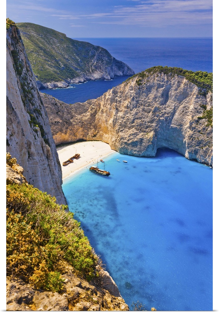 Greece, Ionian Islands, Mediterranean sea, Ionian sea, Greek Islands, Zante island, Zakinthos, Shipwreck Beach (Smuggler's...