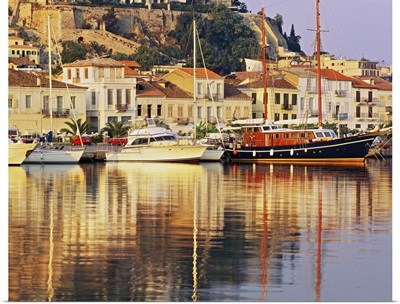 Greece, Peloponnese, Argolis, Nafplio, Nauplia, Mediterranean sea, Old town and harbour