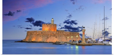 Greece, Rhodes island, Mandraki Port, Aghios Nikolaos Castle