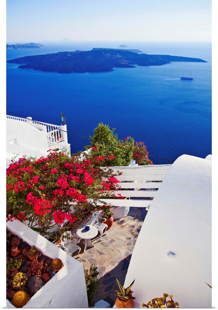 Greece, Aegean islands, Mediterranean sea, Aegean sea, Greek Islands, Cyclades, Santorini island, View towards the Caldera...