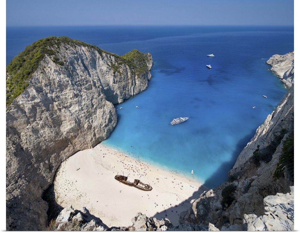 Greece, Ionian Islands, Zante island, Shipwreck beach, Mediterranean sea, Ionian sea, Greek Islands, Navagio Beach or Ship...