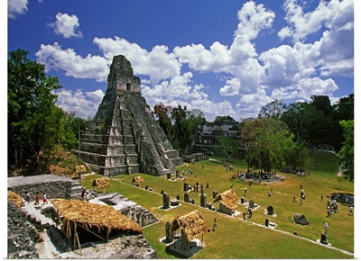 Guatemala, Guatemala, Tikal, Plaza Mayor, the Temple I from Central Acropolis