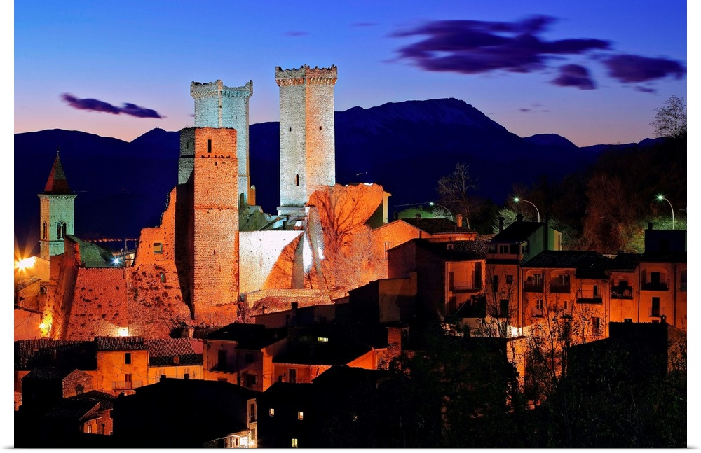 Italy, Abruzzo, Abruzzi, Majella National Park, Pacentro, View towards the ancient castle