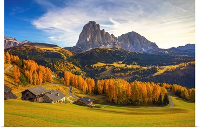 Italy, Alps, Dolomites, Autumn, Sassolungo And Sassopiatto, Catinaccio Mountains