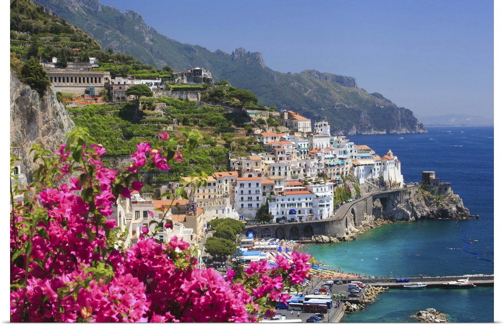Italy, Campania, Amalfi Coast, Amalfi, Amalfi overview from Grand Hotel