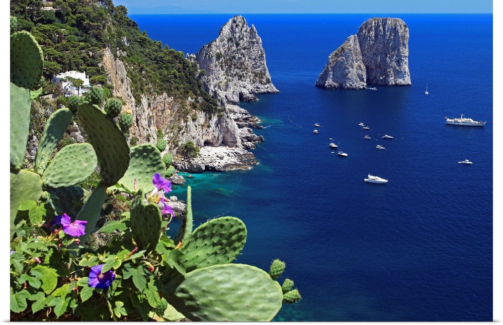 Italy, Campania, Mediterranean sea, Tyrrhenian coast, Napoli district, Capri, The Faraglioni