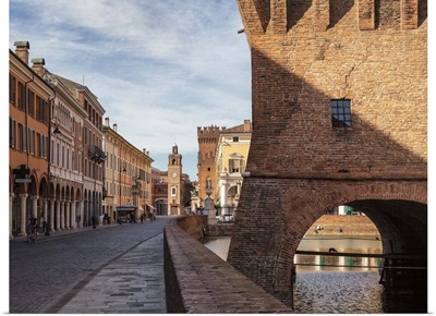 Italy, Ferrara, Martiri della Liberta street, view from the corner of Este Castle
