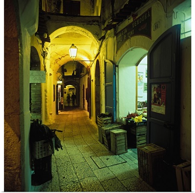Italy, Latium, Sperlonga, Alley in the centre of the town