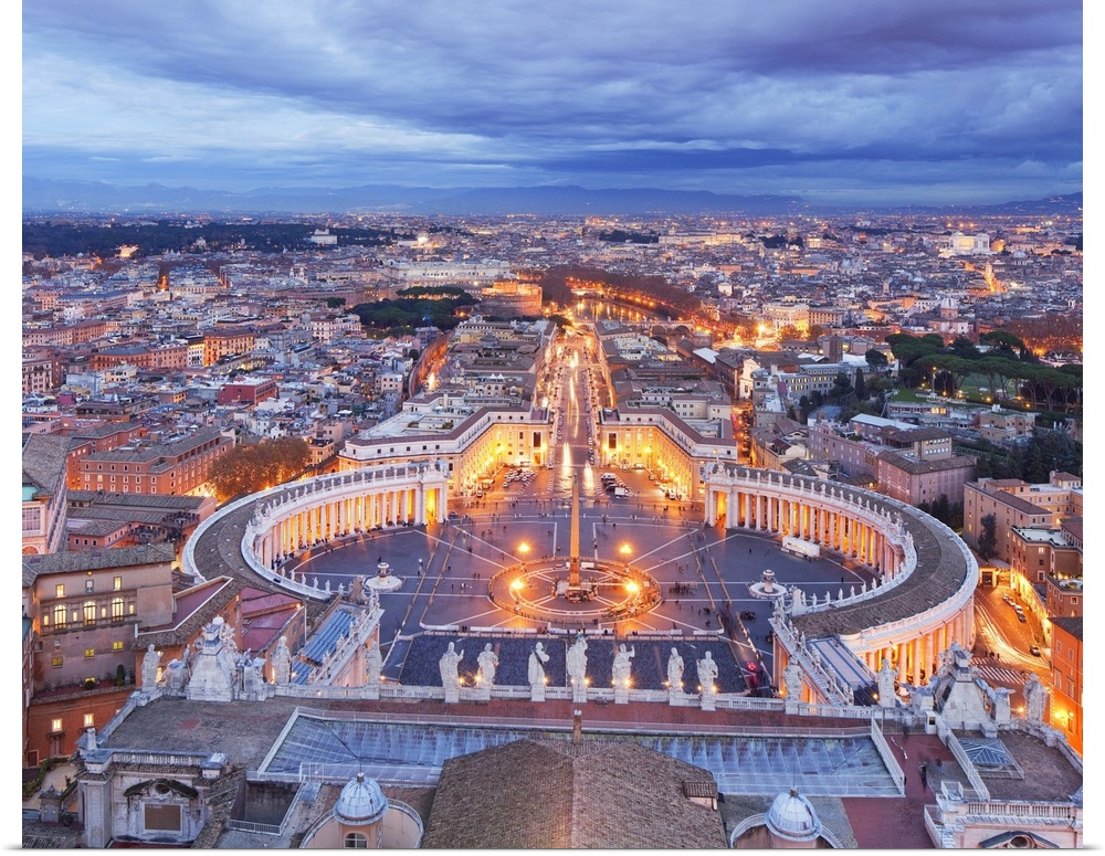 Italy, Latium, Vatican City, Roma district, Rome, Saint Peter's Square, Saint Peter's Basilica, Panoramic view from the to...