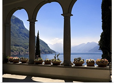 Italy, Lombardy, Como Lake, Varenna, View of the lake from Villa Monastero
