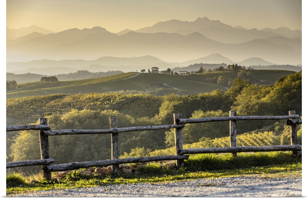 Italy, Piedmont, Vercelli district, Alps, Alto Piemonte, Gattinara, The hills of the Nebbiolo vineyards in Gattinara and t...
