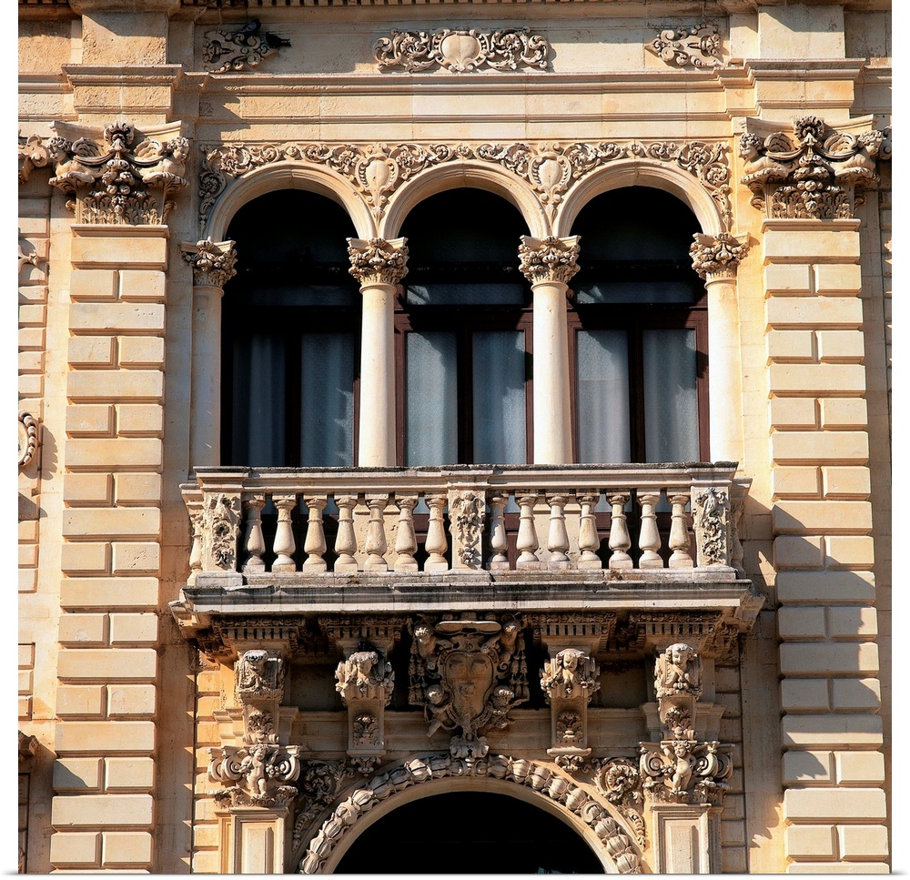 Italy, Puglia, Lecce, Episcopal Palace, facade