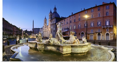 Italy, Roma district, Rome, Piazza Navona, Fountain of Neptune
