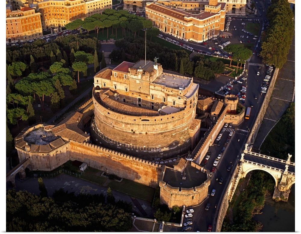 Italy, Rome, Aerial of Castel Sant'Angelo
