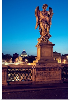 Italy, Rome, Mausoleum Of Hadrian, Angels Statues Over The Bridge