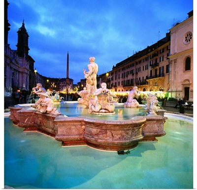 Italy, Rome, Moro Fountain, Piazza Navona