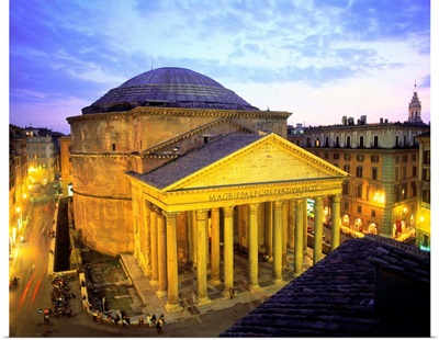 Italy, Rome, Pantheon illuminated, evening