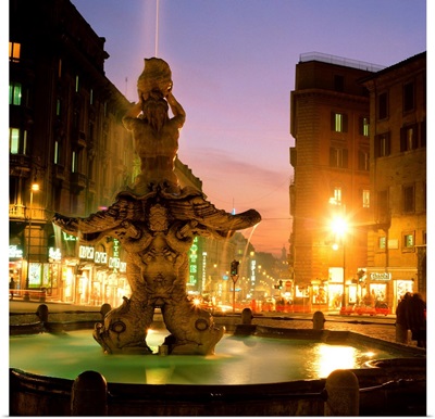 Italy, Rome, Piazza Barberini, Piazza Barberini, Fontana del Tritone