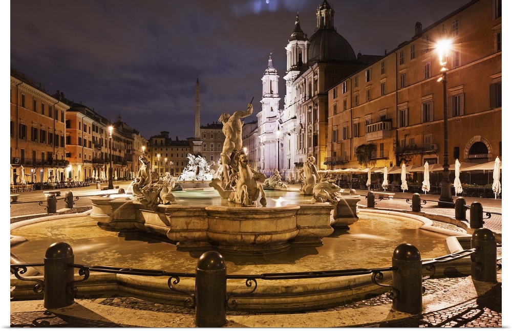 Italy, Latium, Mediterranean area, Rome, Piazza Navona, Fountain of Neptune