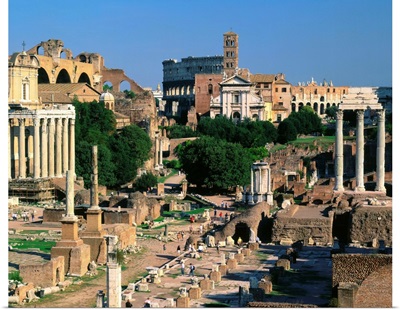 Italy, Rome, Roman Forum and Coliseum
