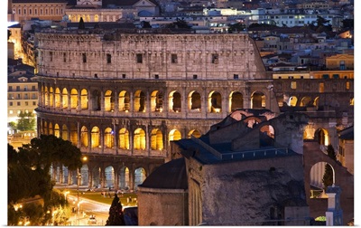 Italy, Rome, Roman Forum, Colosseum, View from Altare della Patria