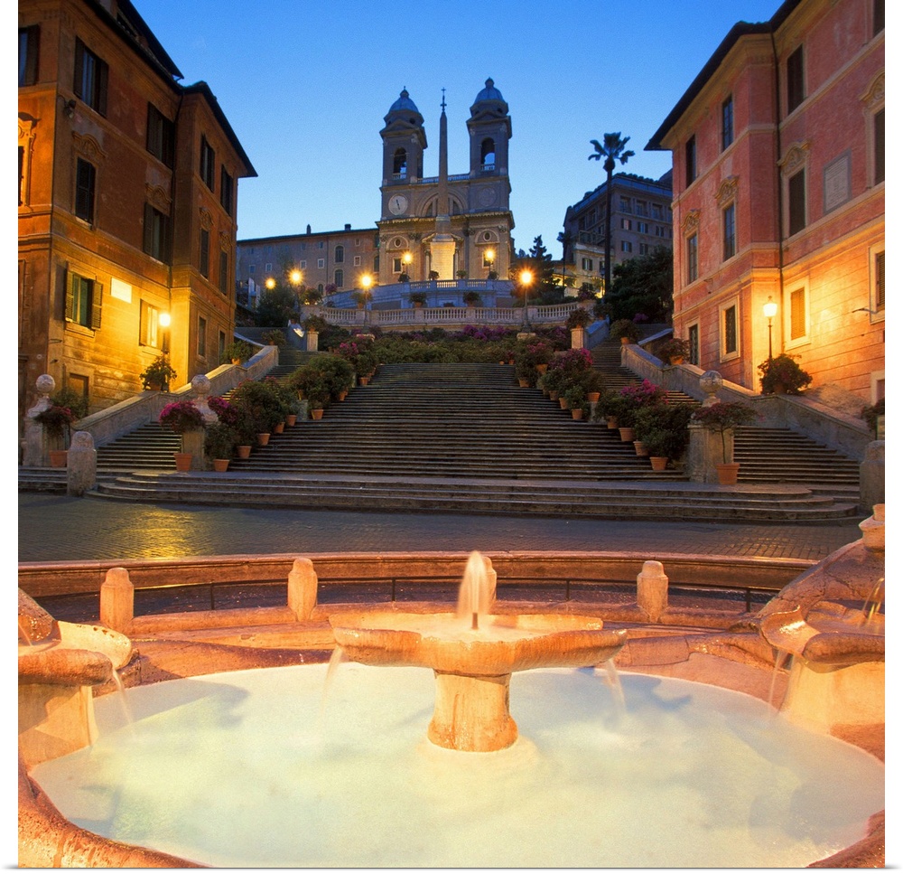 Italy, Rome, Spanish Steps and Fontana della Barcaccia in the foreground